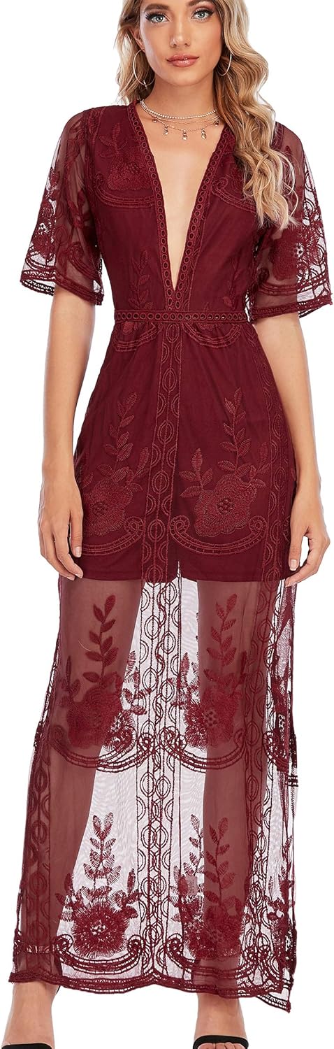 burgundy lace jumpsuit