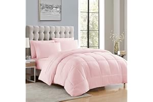 Sweet Home Collection Down Alternative Comforter All Season Warmth Luxurious Plush Loft Microfiber Fill Duvet Insert Bedding, Queen, Pale Pink