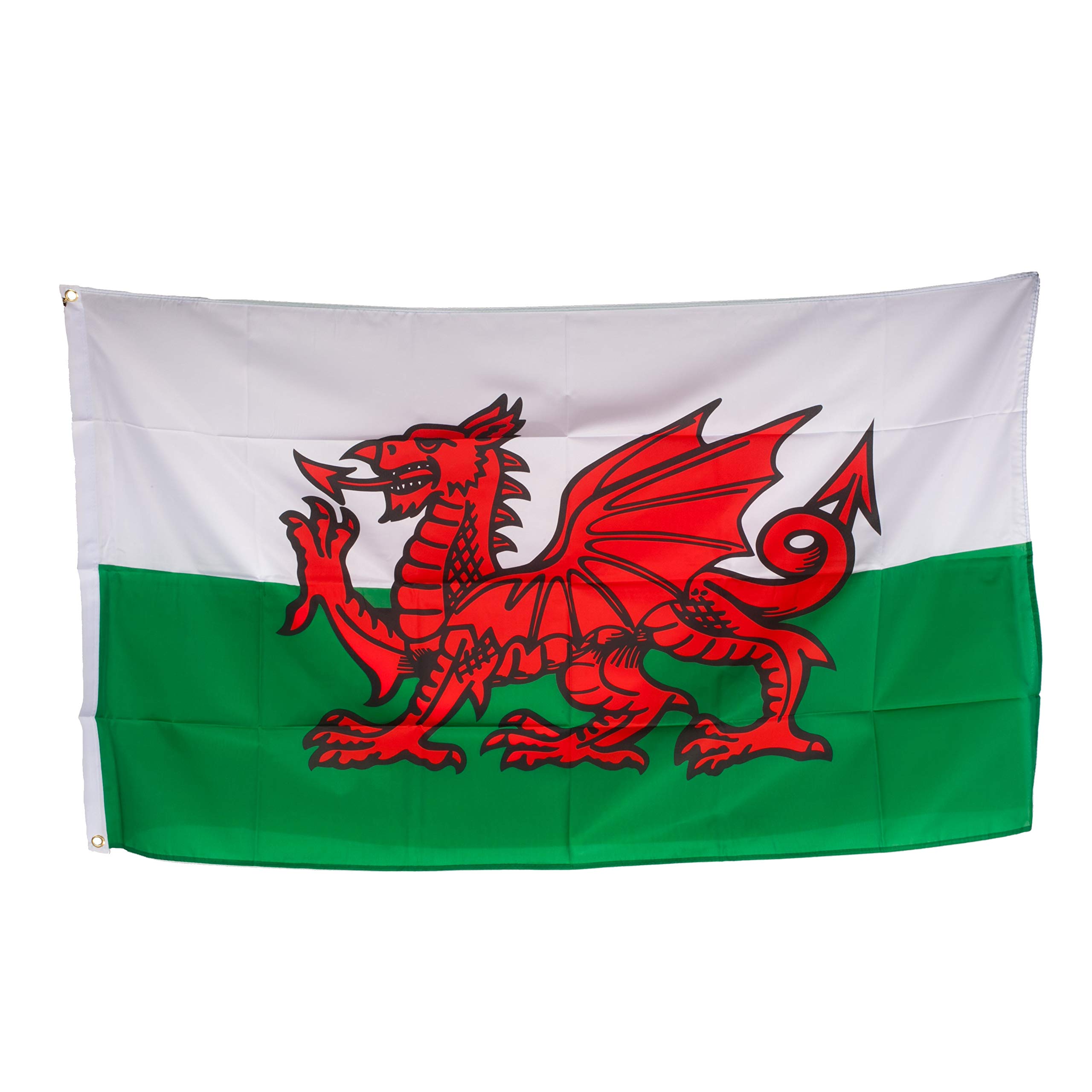 Cymru Wales Welsh Large 5' x 3', Weather-Resistant Polyester 2 Eyelets Outdoor Flag