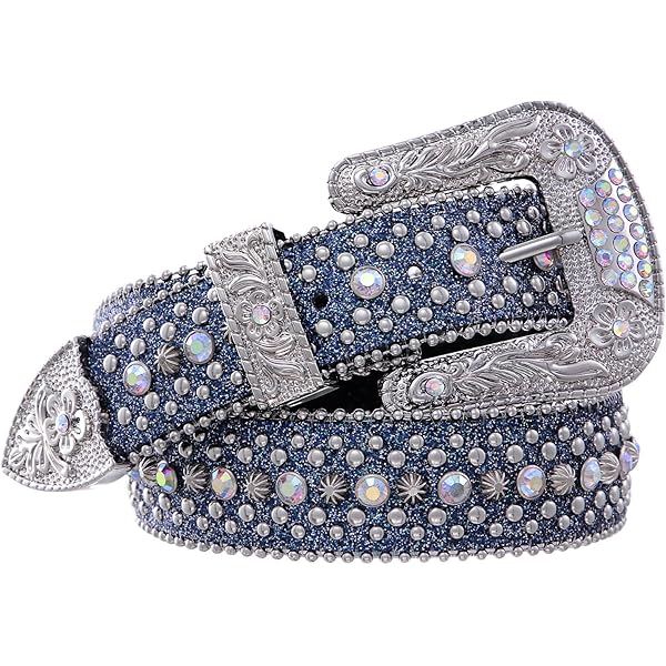 HUSSATOP Women Shiny Sequins PU Leather Waist Belt Girls