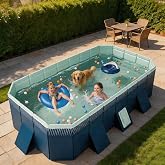 113" Foldable Pool for Kids &amp; Adults, Non-Inflatable Swimming Pool | Extra Large Stable Collapsible Pool Hard Plastic, Portable Folding Kids Dogs Pool for Family Backyard Garden Outdoor