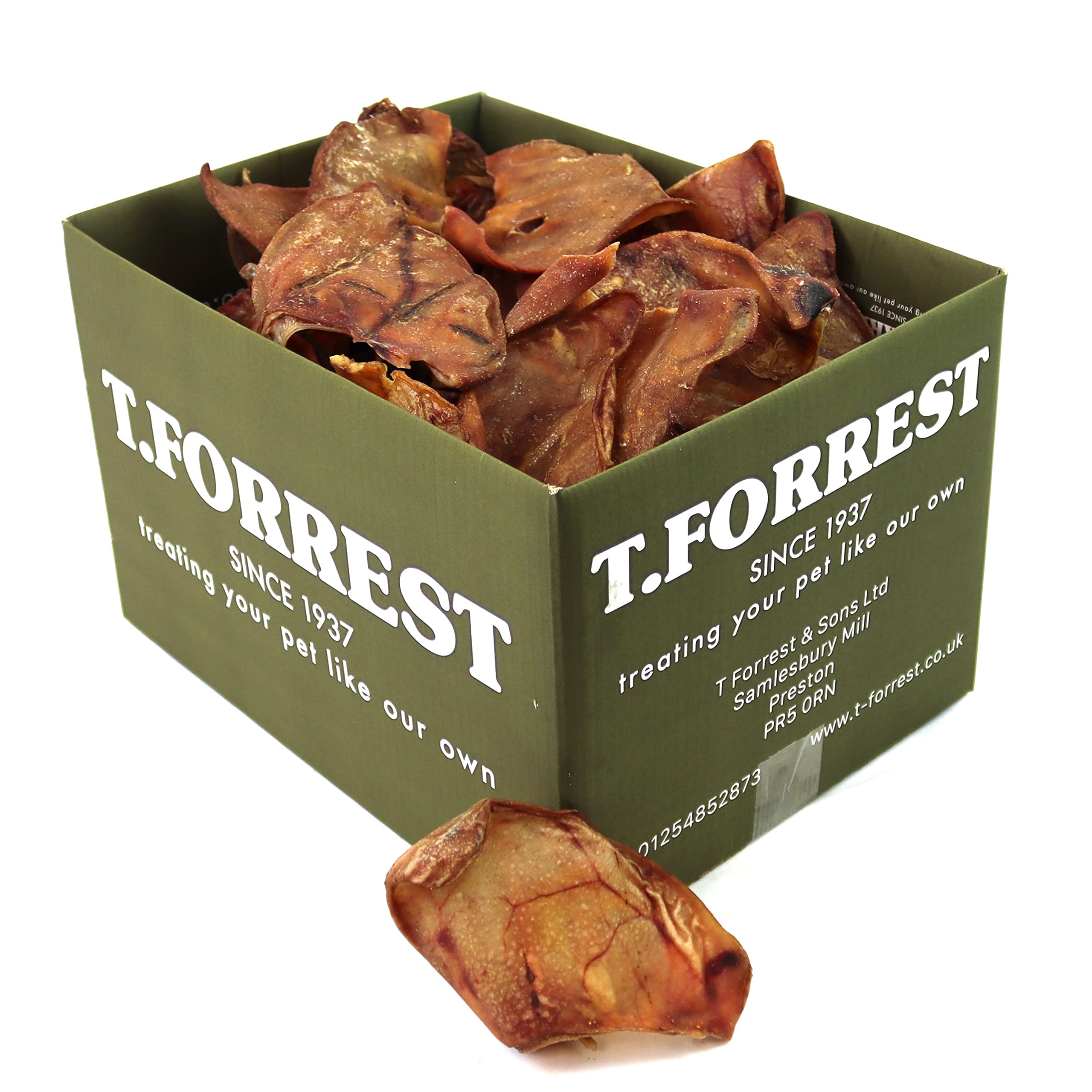 T.Forrest British Dried Whole Pig Ears for Dogs (10 Pack) - 100% Natural, Long-Lasting, High Protein & Grain-Free Dog Treats