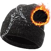 Oversize L/XL/XXL Beanie Hat for Big Heads - Waterproof Merino Wool Blend Beanie Fleece Lined Hat for All-Weather Winter Warm