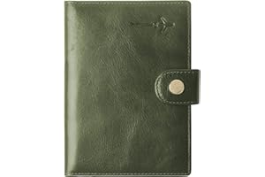 BORGASETS Genuine Leather Passport Case, RFID Passport Cover with Credit Card Holder for Women and Men Family ID Travel