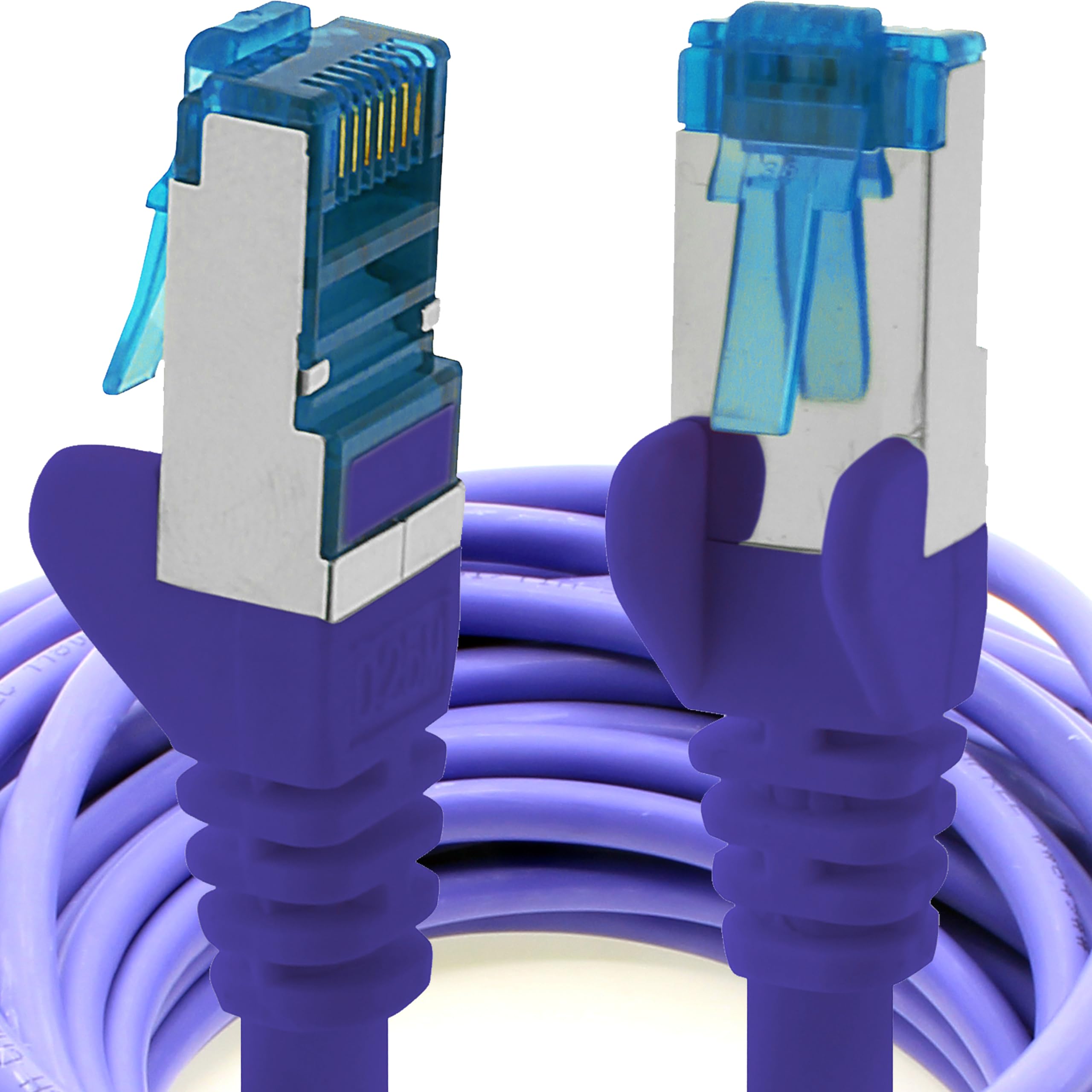 1aTTack.de 10m - CAT6a - network cable purple - 1 piece CAT 6 A patch cable 10000 Mbit s SFTP PIMF 500 MHz compatible with CAT5 CAT6 CAT7 DSL Internet Switch Router