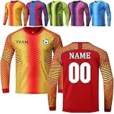 Custom Goalie Jersey for Kids Youth Adults Personalized Goalkeeper Uniform Padded Goalie Jersey for Men Women with Name Logo