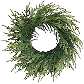 BINFEN 20 Inch Norfolk Pine Winter Wreath - Artificial Pine Greenery Winter Christmas Wreaths for Front Door Porch Wall Window Porch Fireplace Indoor Outdoor Decor Christmas Decorations