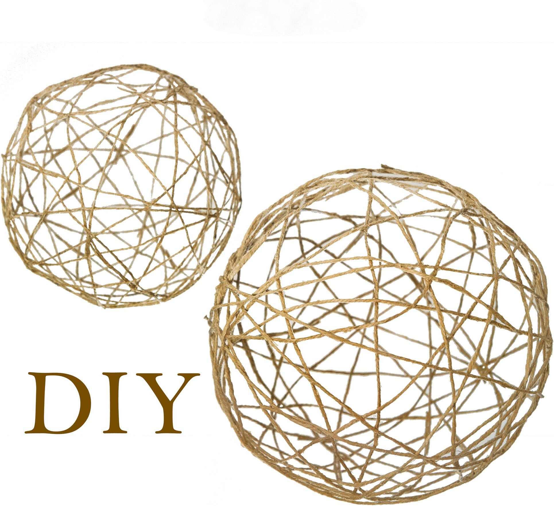 DIY Twine Orbs: Complete Decorative Orb Kit - Includes Precut Jute Rope - Makes Two Hanging Spheres (One-16 Inch, One 11 Inch)