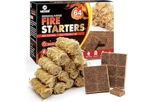 TRZSTNG MEKER Fire Starters 64 pcs - Natural Fire Starters for Fireplace, Campfires, Fire Pit, BBQ Grill, Wood Stove, All Weather Charcoal Starter, Wood Wool Firelighters & Odorless Fire Starter Eco Friendly