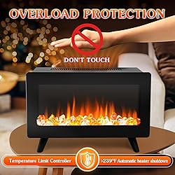 16" Freestanding Electric Fireplace Heater - Fire