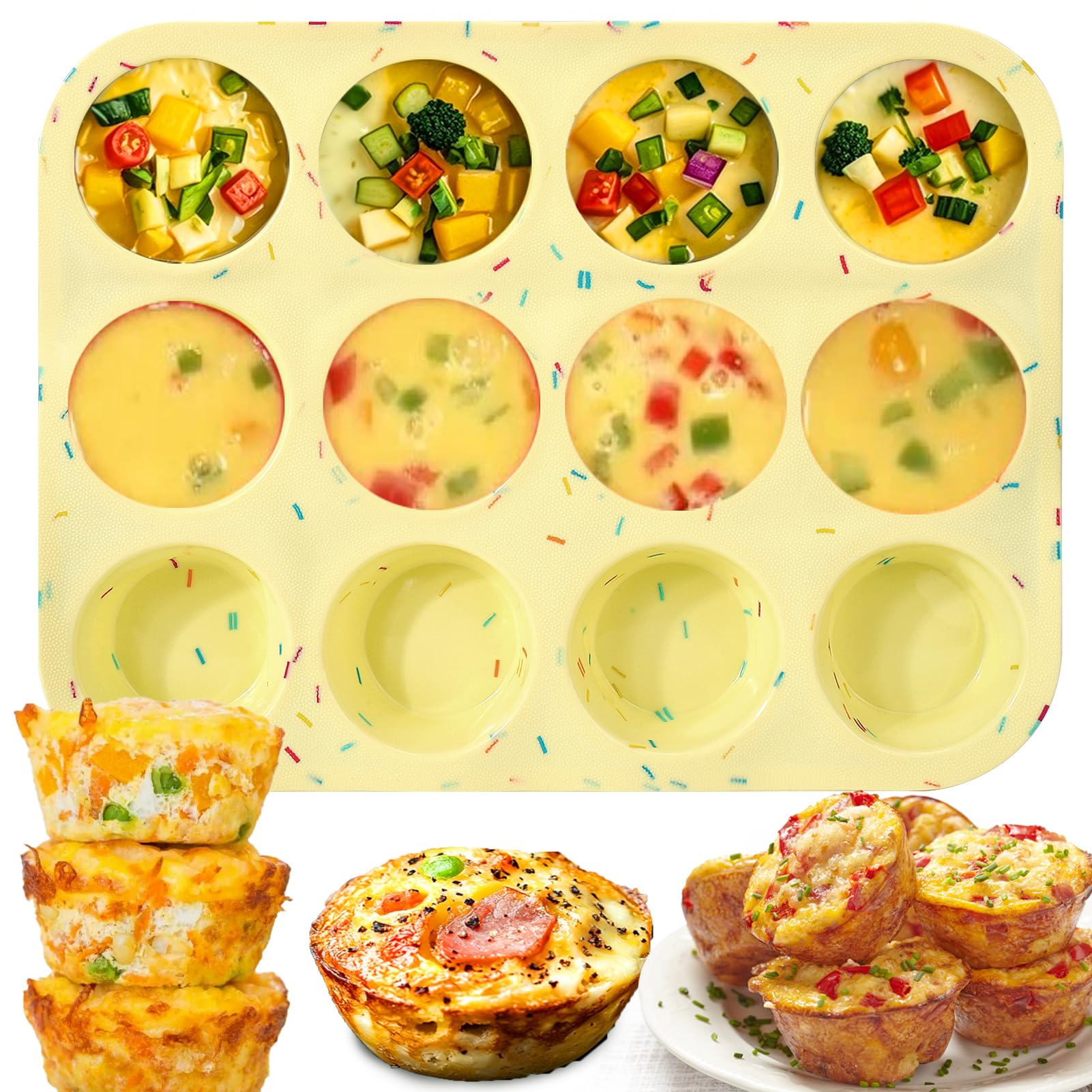 Photo 1 of Palksky Silicone Molds, 12-Cavity Muffin Pan for Baking, Silicone Molds for Tarts, Egg Bites, Nonstick Baking Mold