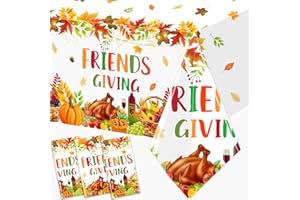 GREHUMOR 3Pcs Fall Friendsgiving Tablecloth Disposable Happy Friendsgiving Decorations Plastic Tablecovers for Autumn Fall Party Thanksgiving Party Supplies