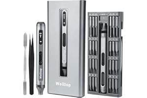 Welltop mini electric screwdriver, Precision Screwdriver Set, 52 in 1 Cordless Power Precision Screwdriver with 48 Magnetic Bits, Magnetic, and Equipped for Precision Work on Phones, Laptops, PS5