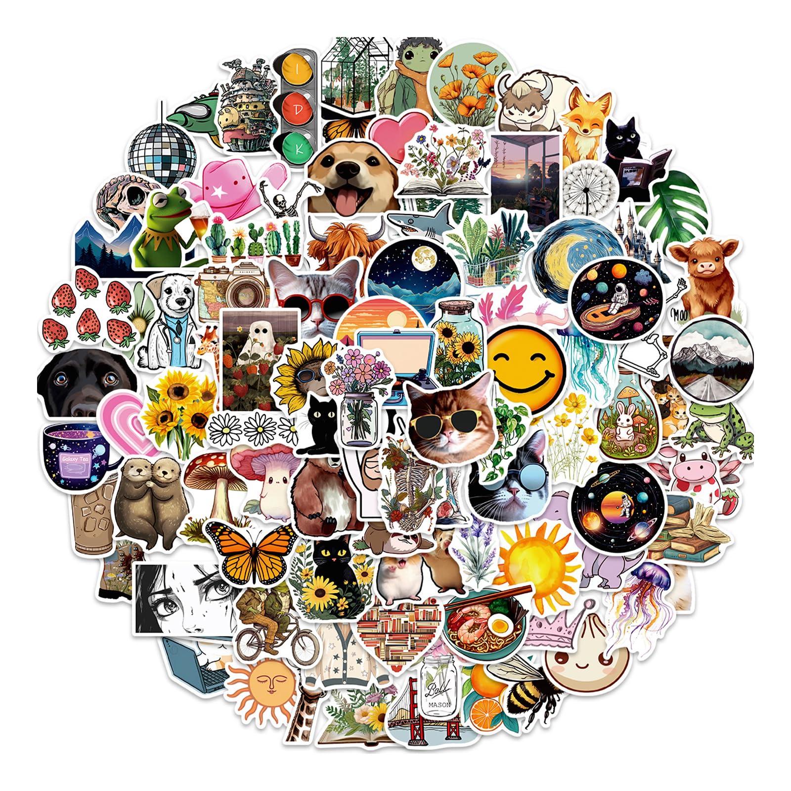 100Pcs Stickers for Adults Teens Kids, Cute Stickers Pack, Cool Waterproof Vinyl Sticker Decals, Aesthetic Sticker for Laptop Skateboard Water Bottles Computer Phone Guitar Scrapbooking Notebook