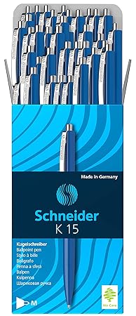 Schneider K15 Druckkugelschreiber (dokumentenechte Mine - Strichstärke M, Schreibfarbe: blau) 50 Stück blau