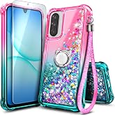 NGB Designed for Samsung Galaxy A17 5G Phone Case, Cute Glitter Pink/Aqua | Cute Girly Liquid Glitter Design with Tempered Glass Screen Protector, Ring Holder &amp; Wrist Strap Included