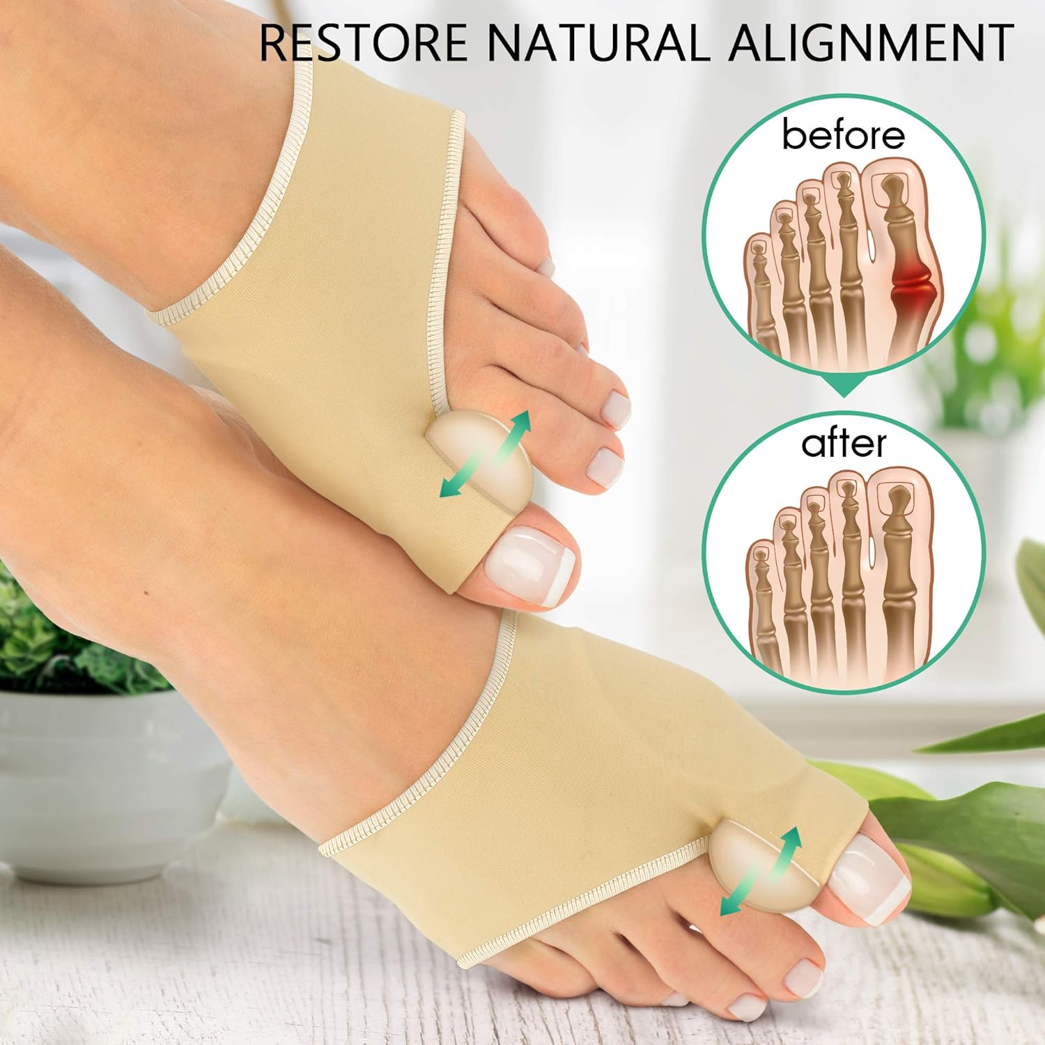 Bunion Splint Bunion Corrector - Big Toe Straightener - Corrector Bunion for Sport - Bunion Socks for Hallux Valgus Bunion Pain Relief: Health & Personal Care