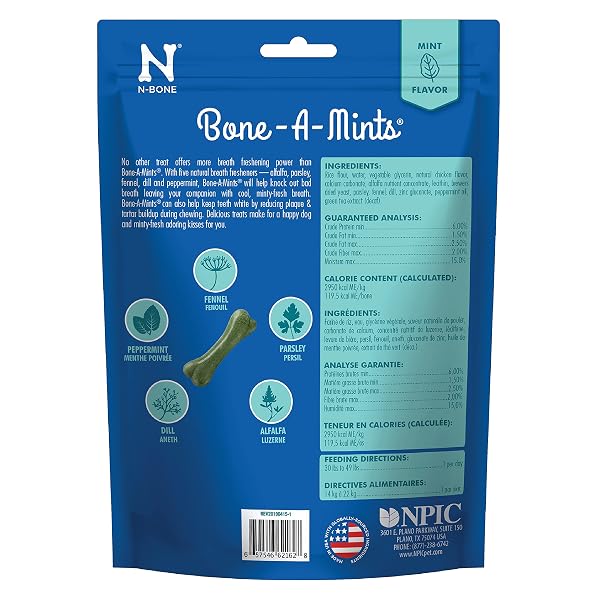 BONE-A-MINTS ALL NATURAL, WHEAT-FREE BREATH FRESHENING BONE, 8.58-OUNCE, MEDIUM, 6-PACK
