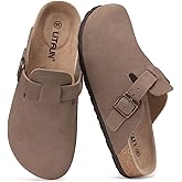 Litfun Unisex Genuine Suede Clogs Soft Footbed Leather Potato Shoes Comfort Slip On Clogs with Arch Support