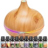 HLS Aroma Diffusers for Essential Oils Large Room with 10 Essential Oils,Ultrasonic Aromatherapy Diffuser for Home Bedroom, Cool Mist Humidifier Vaporizer
