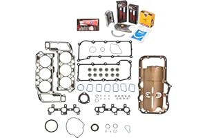 EVERGREEN PARTS AND COMPONENTS Evergreen Engine Rering Kit FSBRR8-30300G Compatible With 02-05 Dodge Jeep 3.7L SOHC VIN K Full Gasket Set, Standard Size Main Rod Bearings, Standard Size Piston Rings