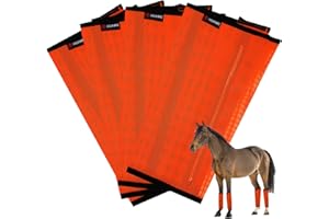 FOXLVDA Fly Boots for Horses Set of 4, Breathable Plastic Mesh Design, Horse Supplies for Reduce Stomping, Hoof Damage & Leg Fatigue (Orange)