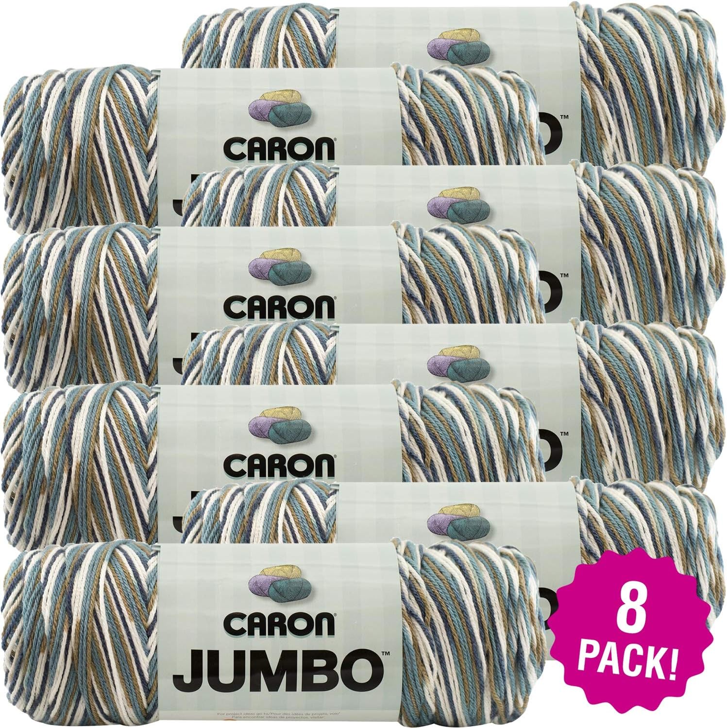 Caron Country Basket, Jumbo Print Yarn, Multipack of 8, 8 Pack