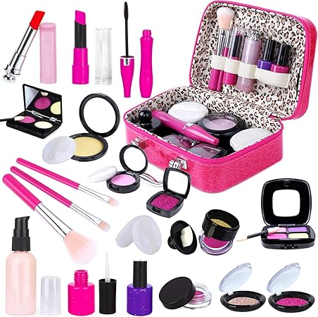 Amazon Innocheer 子供用 ごっこ遊び メイクアップキット コスメティックバッグ付き 3 10歳 幼児向けおもちゃメイクアップセット 小さな女の子のパーティーゲーム クリスマス 誕生日ギフト 本物のメイクではありません メイクアップ おもちゃ