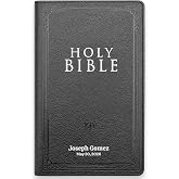 Personalized KJV Small Print Bible for Adults, Name Engraved, Standard Size | Customize Your Black Faux Leather Bible with Elegant Gilded Pages and Stay-Open Lay-Flat, Christian Occasion Gift