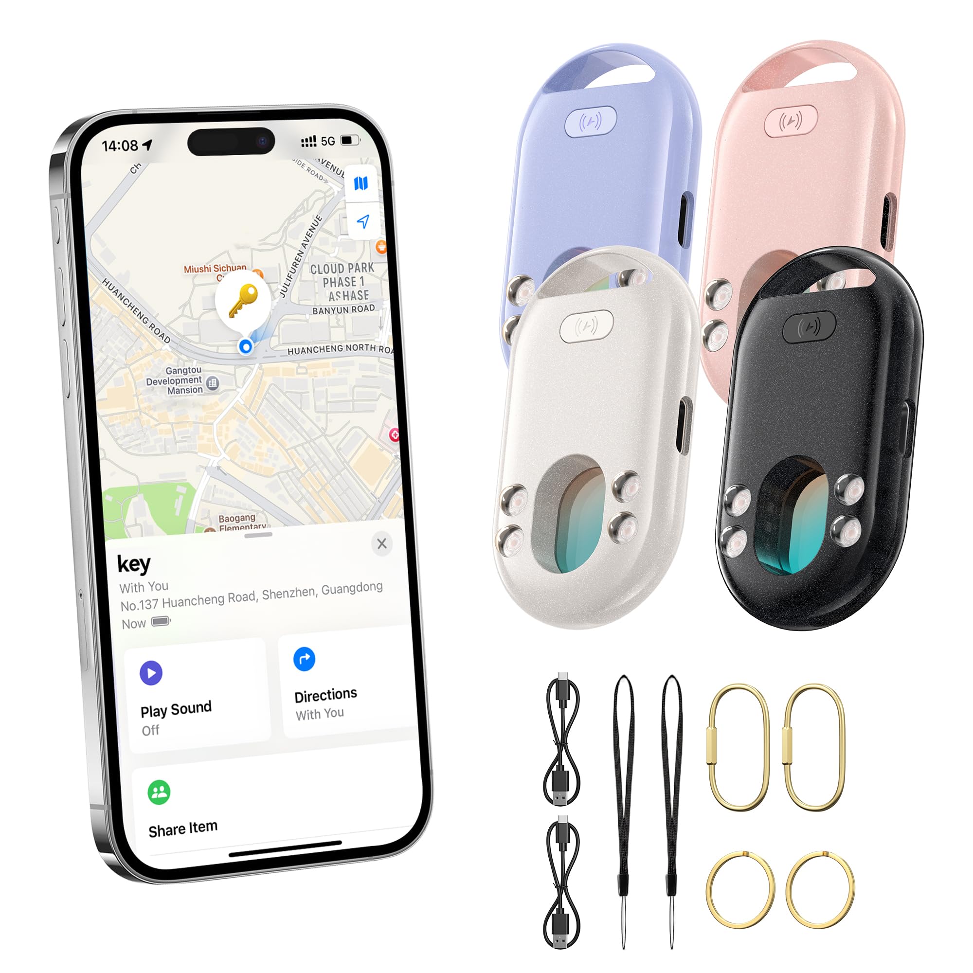 Photo 1 of TECKNET 3-in-1 Air Tracker Tag 4-Pack (iOS Only), Rechargeable Smart Bluetooth Tracker, 100dB Alarm & Hidden Camera Detection, Compatible with Apple Find My, Item Finder for Keys, Luggage, Wallet, Pet