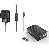 NorthPada Raspberry Pi 3 Model B B+ Kit CE Power Supply + Case + 2 x Aluminum Heatsink AC Charger Adapter 5V 3A Micro USB 5 Feet with ON / OFF Switch