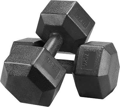 Yaheetech 2x7.5kg Dumbbells Set Hexagon Weights Home Workout 16.5lb Pair