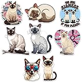 Siamese Cat Sticker 8 Pcs (Large Size) Vinyl Stickers Laptop Waterproof Decal for Car Bumper Water Bottle Window Funny Party Birthday Decorations - Size 4 Inches