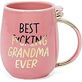 Hendson Grandma Birthday Gifts - Best Grandma Ever - Funny Gift For Nana, New Grammy, Pregnancy Announcement For Grandparents, Nana To Be, Grandmother - Coffee Cup, 13oz Pink Amethyst Series