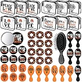 SilTriangle 48 Pcs Basketball Valentine Team Gifts Bulk 12 Basketball Makeup Bags 12 Hair Scrunchies 12 Mirror 12 Mini Hair Brush Party Favors for Women Team Valentines Day Birthday Sport Supplies