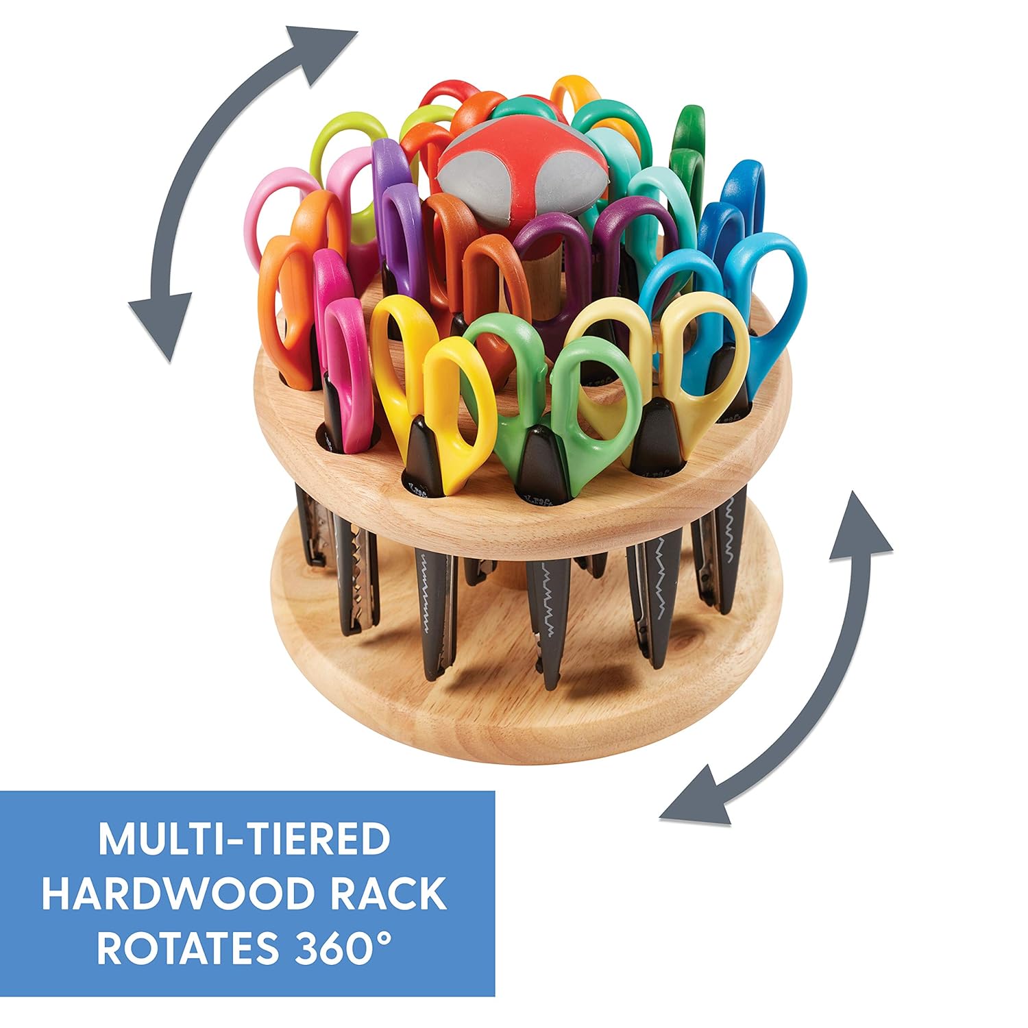 ECR4Kids Kraft Edgers Scissors with Hardwood Rack, 18-Piece, Decorative Paper Scissors with Rotating Stand for Kids, Teacher Supplies, Scrapbook Supplies, DIY Projects, Craft Supplies, Kids’ Crafts, Multicolor (ELR-0239): Industrial & Scientific