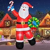 BRDJade 12FT Christmas Inflatables Santa Claus Outdoor Decorations, Giant Blow Up Santa Holding Garland Yard Decorations Built-in LEDs, Inflatable Christmas Decorations for Xmas Party Yard Garden Lawn