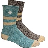 Columbia Super Soft Micro Poly Classic Stripe Crew Socks 2 Pair, Geyser/Navy, One Size