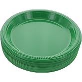 Amcrate Plastic Plate, 10.4 inches, Disposable, Green, Set of 50