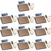 Suuoo 10-Pack Rain Sensor Module with LM393 Comparator | Raindrop detection board, 3.3V-5V digital and analog output, adjustable sensitivity, for Arduino weather monitoring