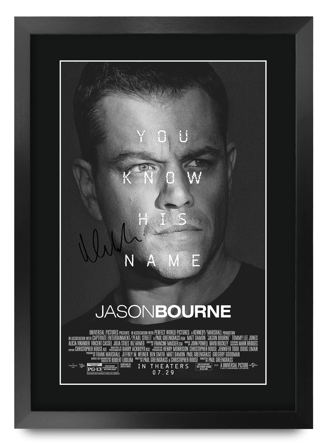 HWC Trading FR A3 Jason Bourne Matt Damon Gifts Printed Poster Signed Autograph Picture for Movie Memorabilia Fans