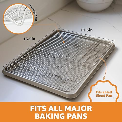 Oven Half Sheet Pan Rack PriorityChef 18/8 Stainless Steel Cooling