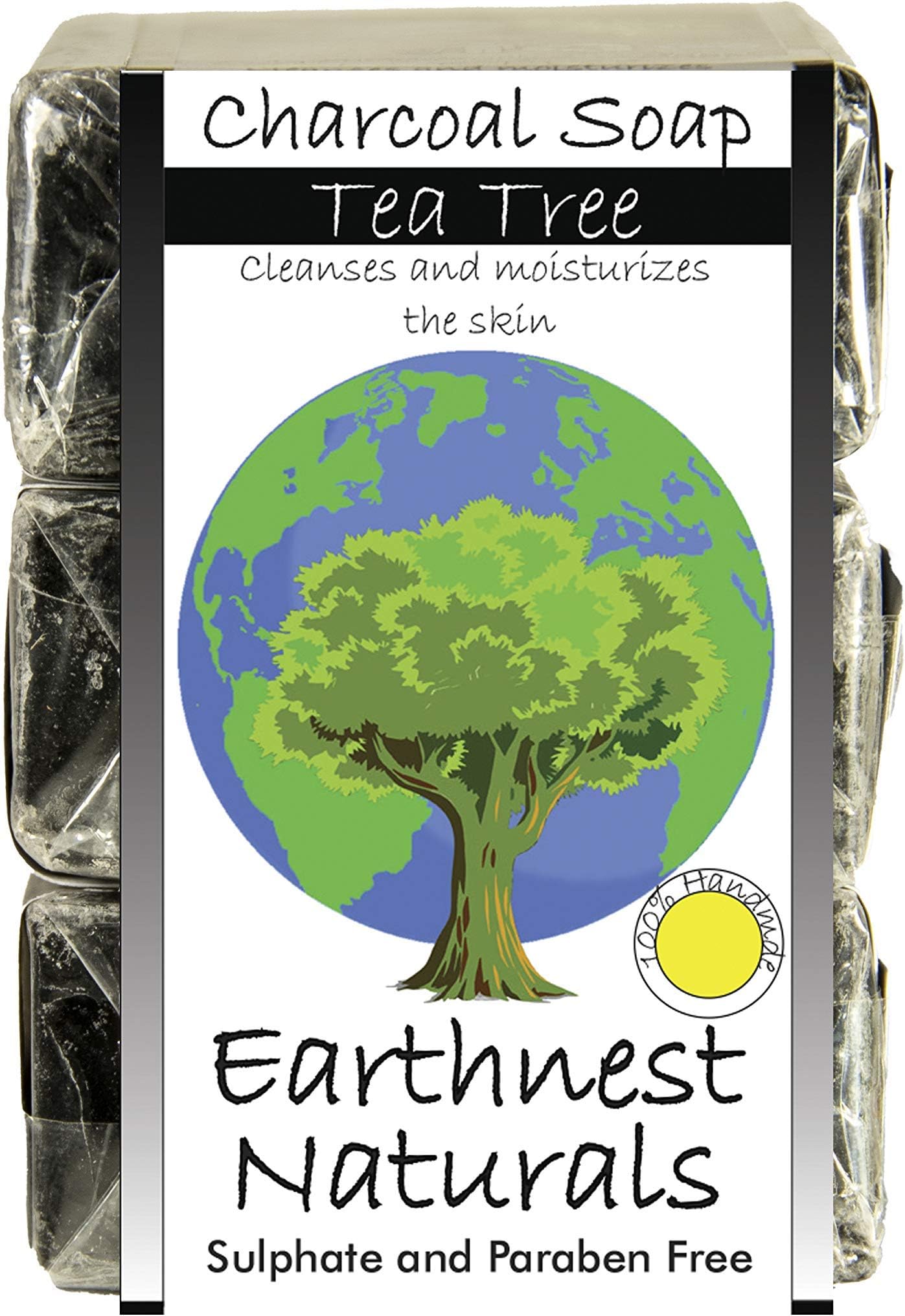 Earthnest Naturals Activated Charcoal and Tea Tree Luxury Bath Soap - Cold Pressed and Chemical Free (Activated Charcoal, 100gms x 3)