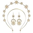 Halo Crown Moon Stars Goddess Crown Halo Headband Tiaras and Crowns for Women Boho Bridal Wedding Headpiece
