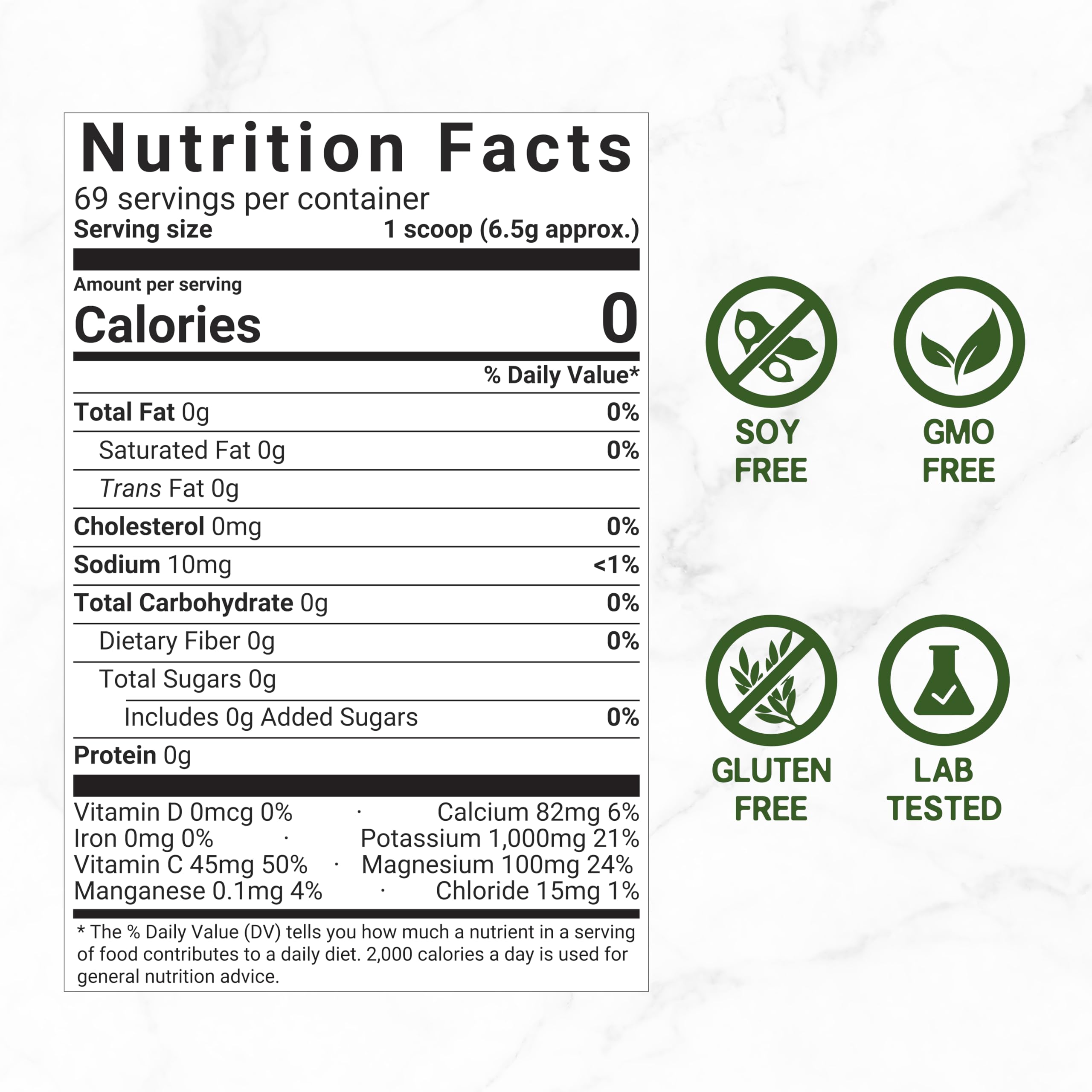 Electrolytes Powder, 1lb (69 Servings) – No Sugar, Lemon Lime – Hydration Supplement Drink Mix – High Potassium 1,000mg Per Serving, Manganese & Magnesium – Natural Hydration & Energy – Keto Friendly