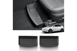 LUCKEASY 2PCS Storage Organizers for 2025 2026 Tesla Model Y Juniper 1st Row Under Seat Storage Under Box Driver& Passenger Organizers for Model Y Juniper Accessories TPE Black