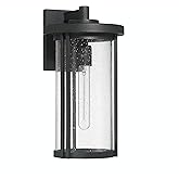 Robert Stevenson Lighting Maude - Modern Cylindrical Metal and Glass Wall Mounted Outdoor Wall Light,Black