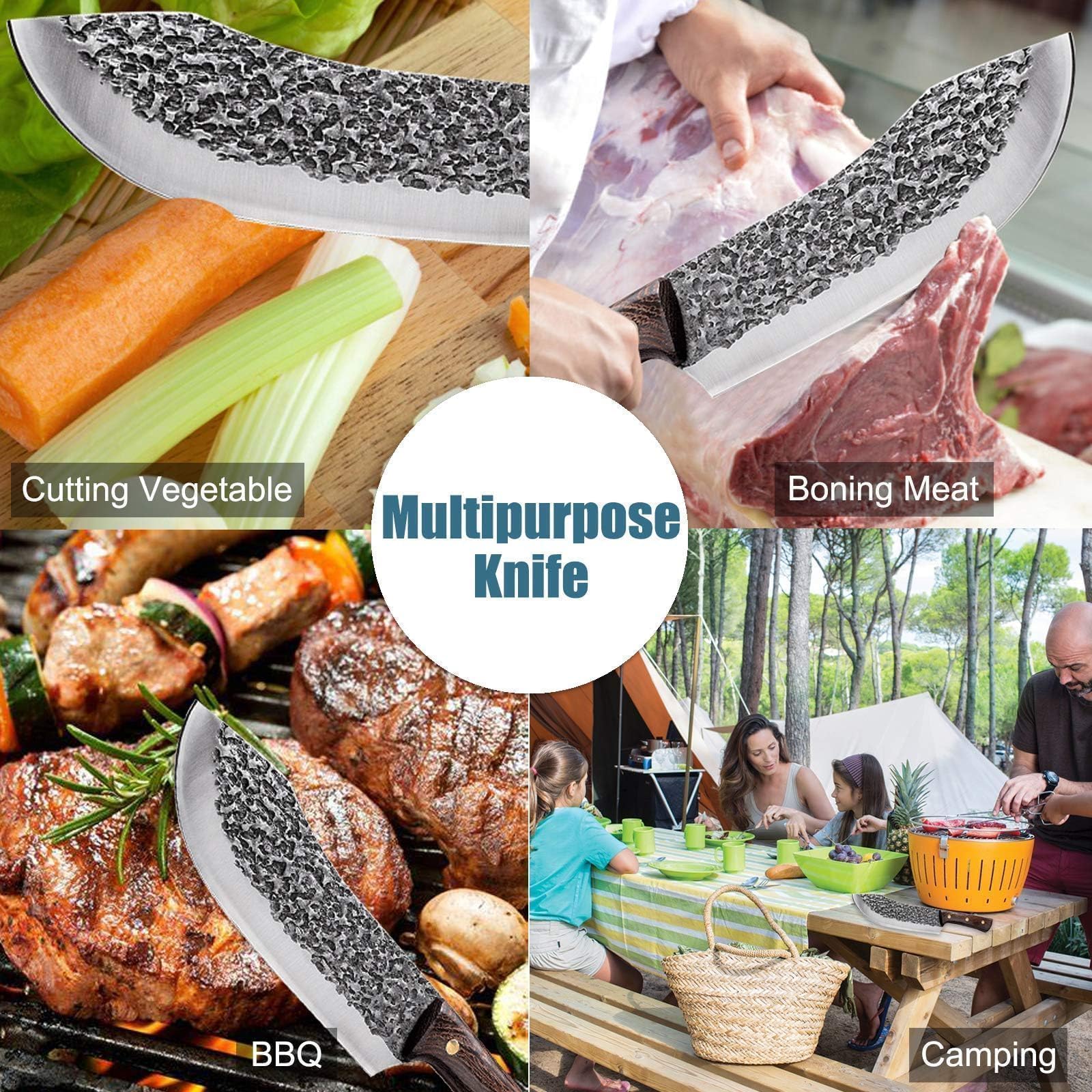 JASON 30cm Profi Fleischmesser Scharfes Küchenmesser Kochmesser Grillmesser Hackmesser für das Grillen Camping Outdoor-Aktivitäten 8