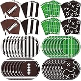 Zhehao 80 PCS Football Plates and Napkins Bulk, Football Party Supplies Set, Including Football Themed Paper Dinner Dessert Plates and Napkins for Football Birthday Party, Serve 24