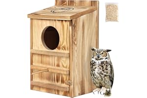 BFAZKXY Owl Houses for Outdoors, Barn & Screech & Barred Owl Nesting Boxes for Outside, Bird Houses for Outside 14.5×9×7.5 Inches